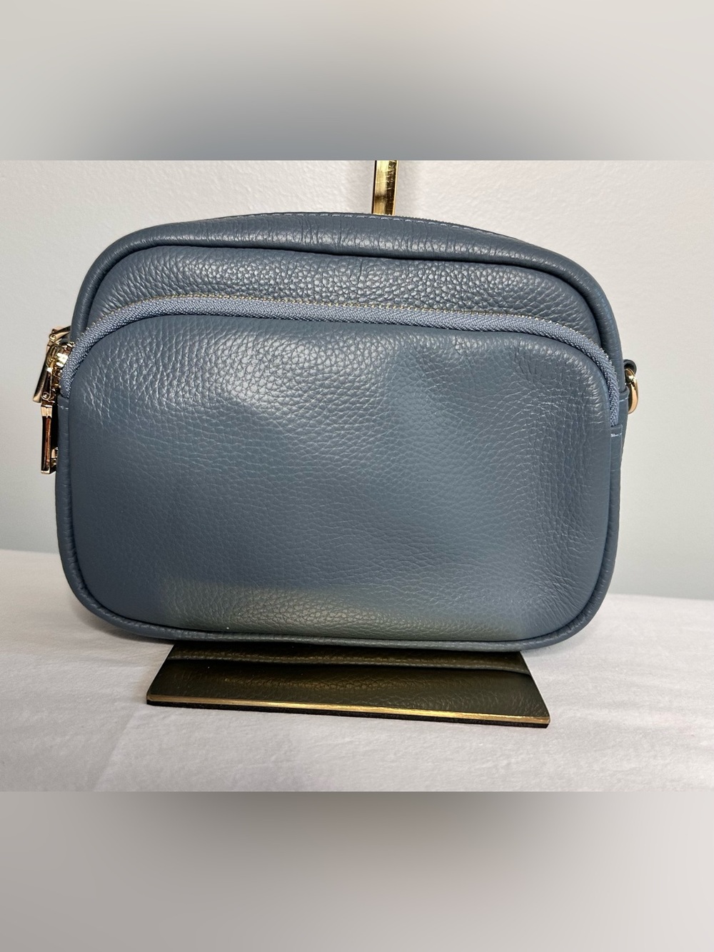 Pom Pom London Original crossbody bag in slate blue - Picture 3 of 16